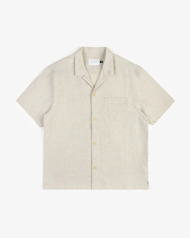 Bowling Shirt Leinen Mix - Weiß-- Seamless Knitted Crochet