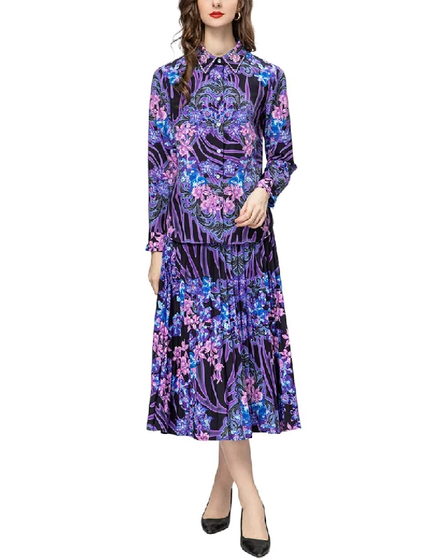 BURRYCO 2pc Shirt & Skirt Set-- Cashmere Blend Cotton Blend Poly Blend