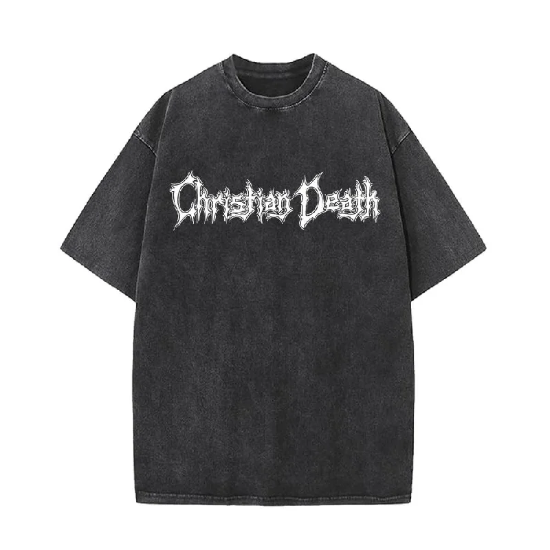 Christian Death Thorns Design Vintage Washed T-shirt-- Chenille Blend Fleece Blend Nylon Blend Christian Death Thorns Design Vintage Washed T-shirt-- Chenille Blend Fleece Blend Nylon Blend