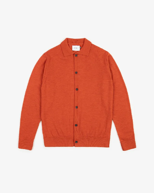 Strick Shirt Merinowolle - Rot-- Solid Color Striped Floral