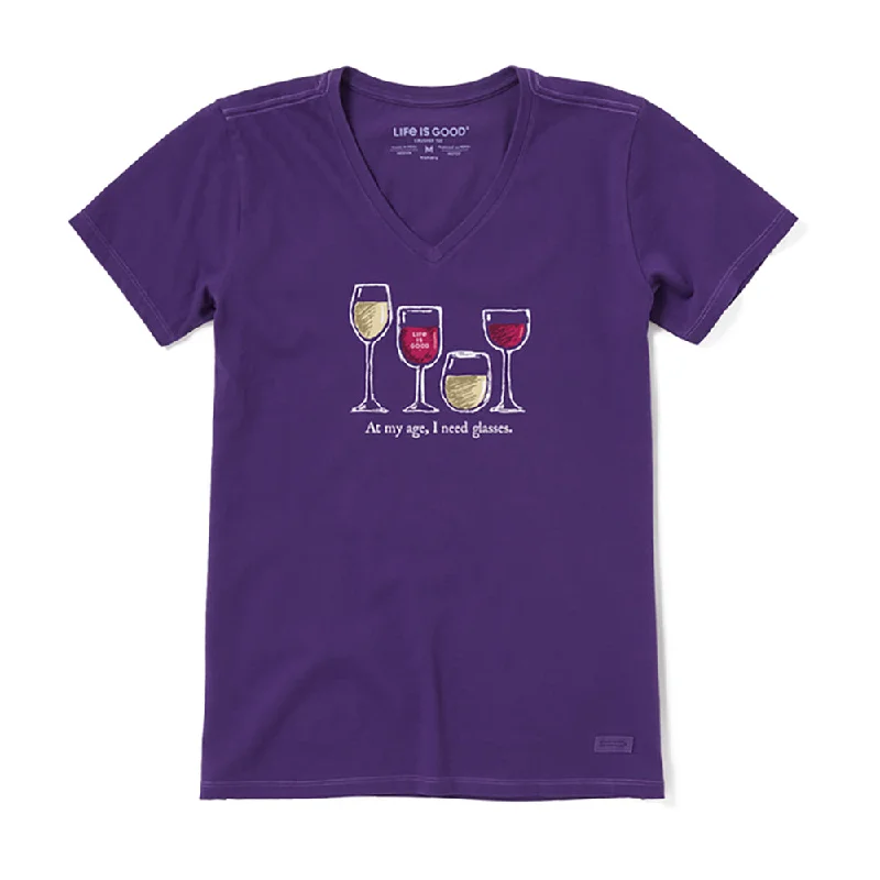 Life Is Good I Need Wine Glasses Womens T-Shirt-- Solid Color Striped Floral