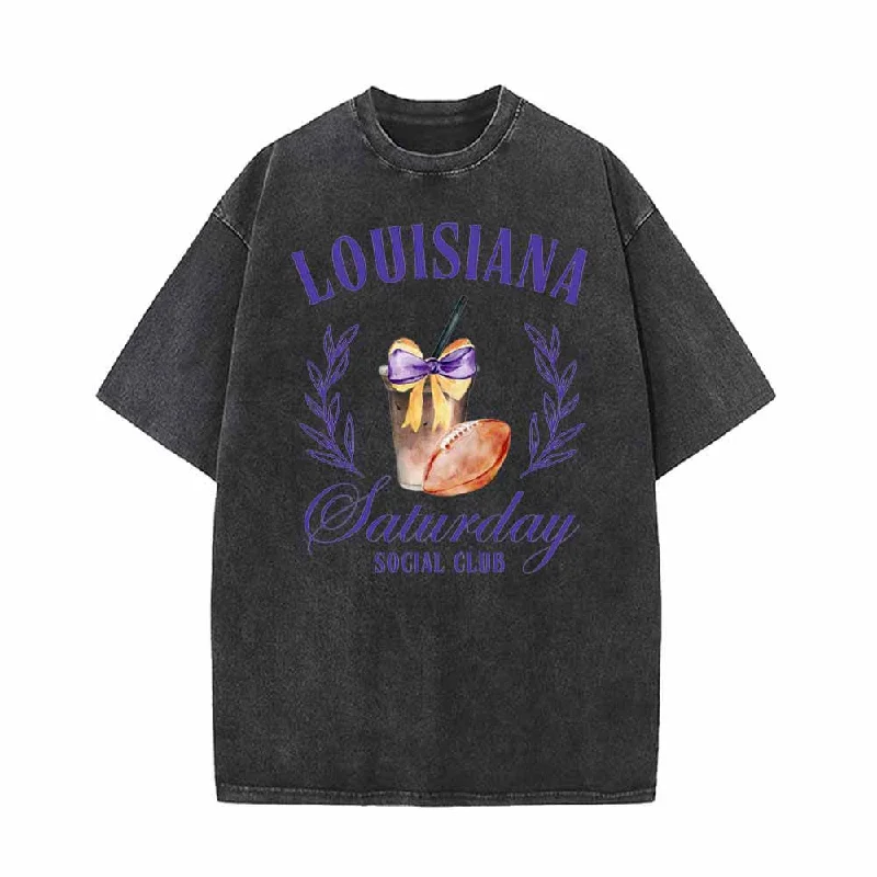 Louisiana Saturday Social Club T-shirt-- Anti-Shrink Durable Soft