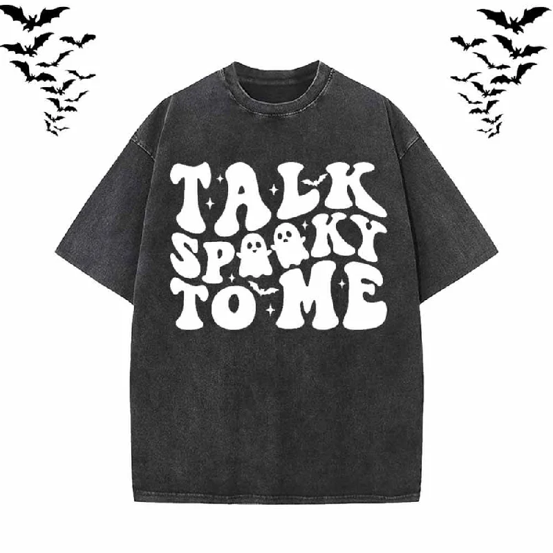 Talk Spooky To Me Vintage Washed T-shirt-- Layered Multi-layer Single Layer