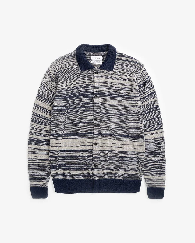 Strick Shirt Merinowolle - Blau Gestreift-- Lace Blend Ribbed Blend Corduroy Blend