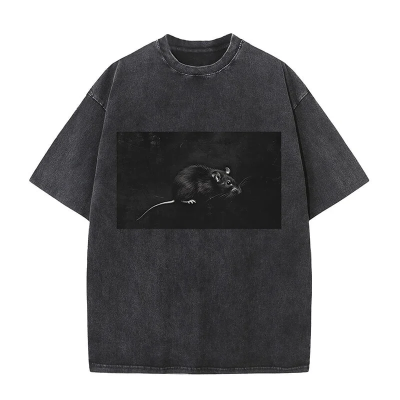 Medieval Black Rat Washed T-shirt-- Polka Dot Checkered Tartan