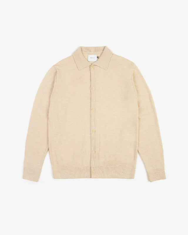 Strick Shirt Merinowolle - Sand-- Elasticated Padded Insulated