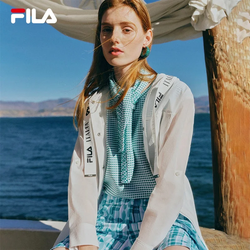 FILA CORE WHITE LINE EMERALD Women Long Sleeve Shirt in White-- Beaded Sequined Faux Fur FILA CORE WHITE LINE EMERALD Women Long Sleeve Shirt in White-- Beaded Sequined Faux Fur