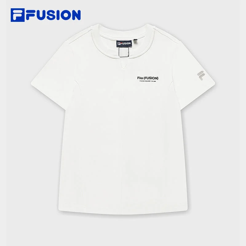 FILA FUSION INLINE WORKWEAR 1 Women Short Sleeve T-shirt (White)-- Boxy Fit Fitted Loose FILA FUSION INLINE WORKWEAR 1 Women Short Sleeve T-shirt (White)-- Boxy Fit Fitted Loose