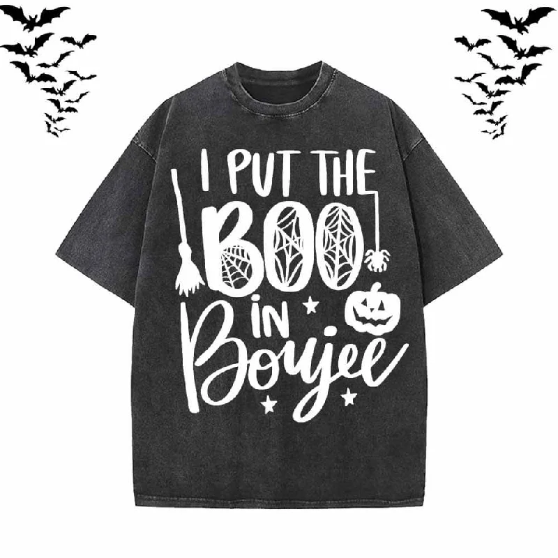 I Put The Boo In Boujee Short Sleeve T-shirt-- Seamless Knitted Crochet