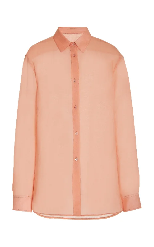 Ferrara Shirt in Watermelon Tourmaline Cashmere Gauze-- Beaded Sequined Faux Fur