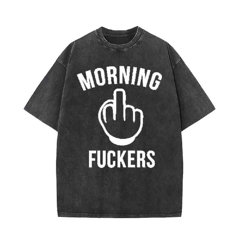 Morning Fuckers Vintage Washed T-shirt-- Polka Dot Checkered Tartan