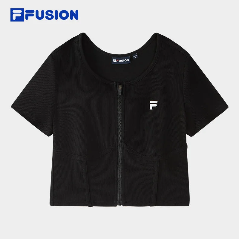 FILA FUSION INLINE URBAN TECH Women Short Sleeve T-shirt (Black)-- Chenille Fabric Brocade Fabric Lace Fabric FILA FUSION INLINE URBAN TECH Women Short Sleeve T-shirt (Black)-- Chenille Fabric Brocade Fabric Lace Fabric