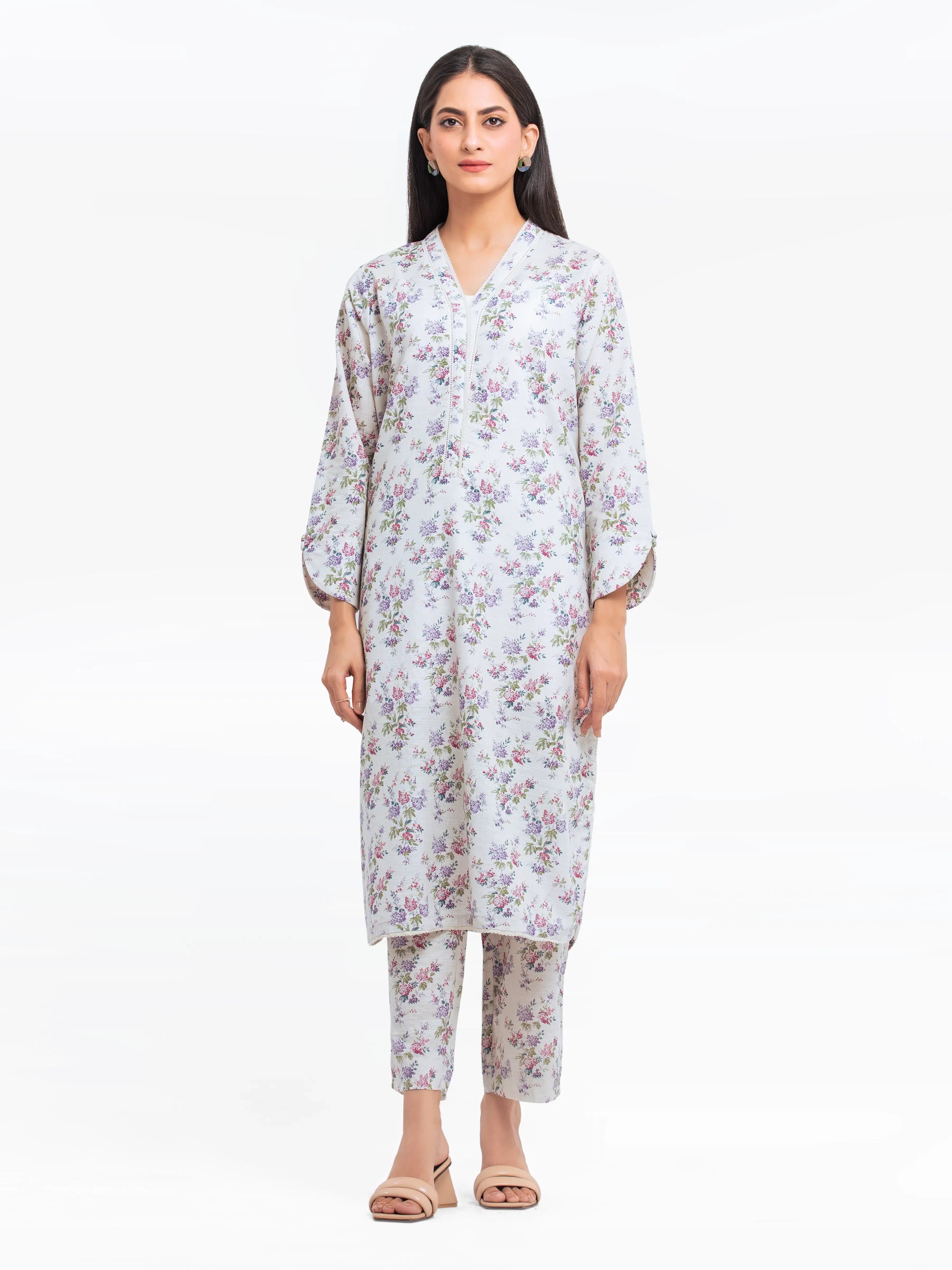Pret 2Pc Printed Khaddar Shirt Trouser - EWTKP24-81528ST-- Anti-Shrink Durable Soft