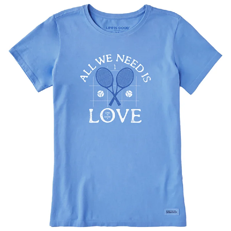 Life Is Good All We Need Womens T-Shirt-- Embroidered Appliqued Beaded