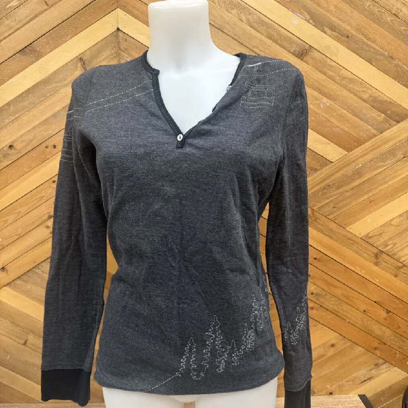 Alp-n-Rock - Women's L/S Henley Shirt - MSRP $238: Grey-women--- Polka Dot Checkered Tartan