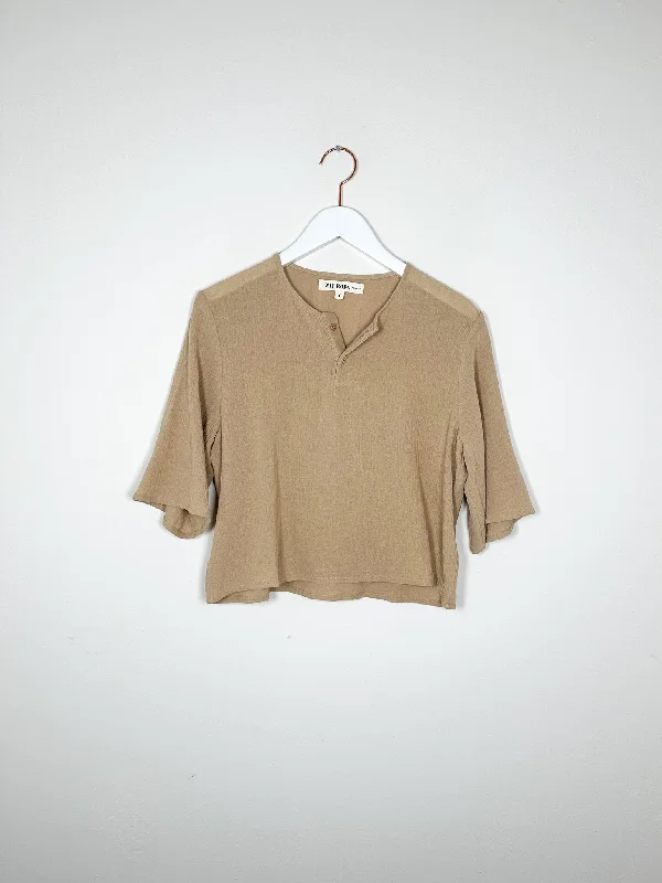 Zii Ropa - Ania T Shirt - Beige -- Basic T-Shirt Crew Neck Short Sleeve