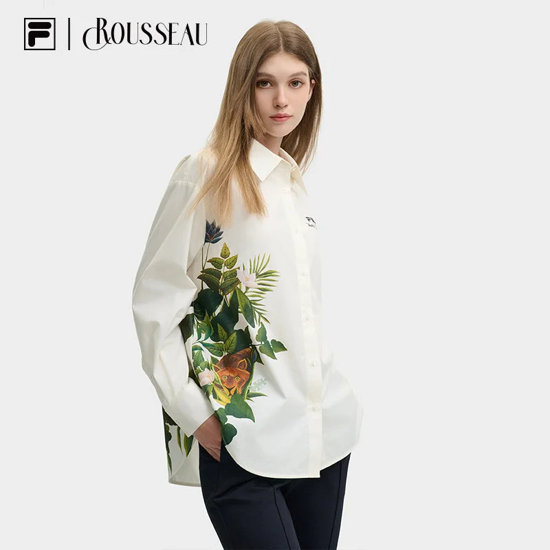 FILA CORE LIFESTYLE HERITAGE DREAM JUNGLE Women Long Sleeve Shirt (Beige)-- Zippered Front Buttoned Front Snap Front FILA CORE LIFESTYLE HERITAGE DREAM JUNGLE Women Long Sleeve Shirt (Beige)-- Zippered Front Buttoned Front Snap Front