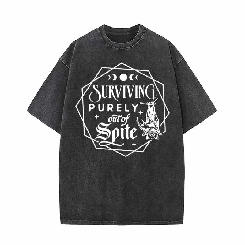 Survival Purely Out Of Spite Bat Pattern T-shirt-- Boxy Fit Fitted Loose