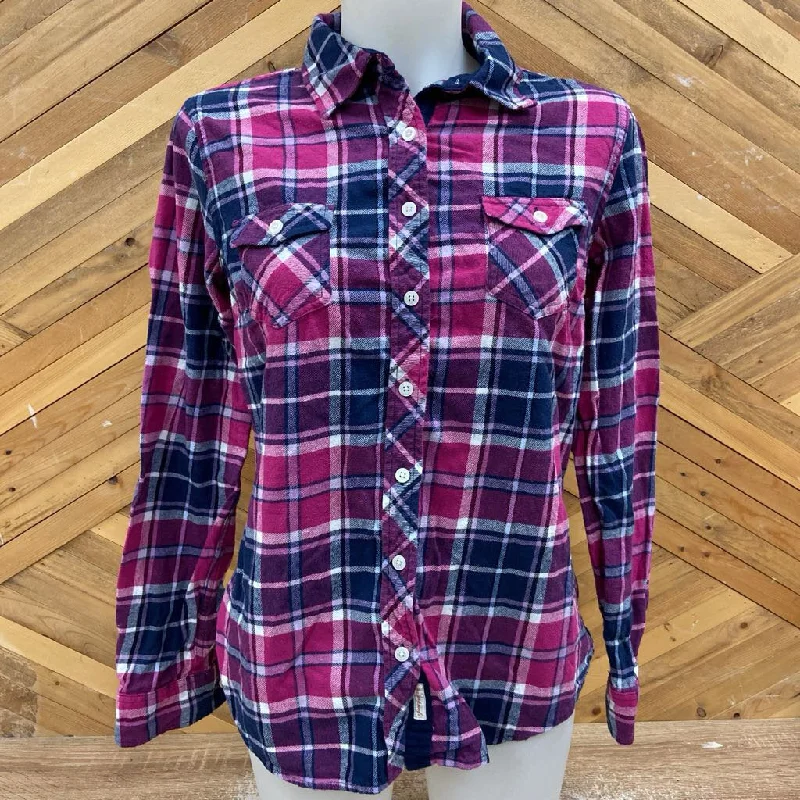 Weatherproof Vintage - Women's L/S Button-Up Plaid Shirt : Purple / Navy / White-women-MD-- Chenille Brocade Lace Weatherproof Vintage - Women's L/S Button-Up Plaid Shirt : Purple / Navy / White-women-MD-- Chenille Brocade Lace