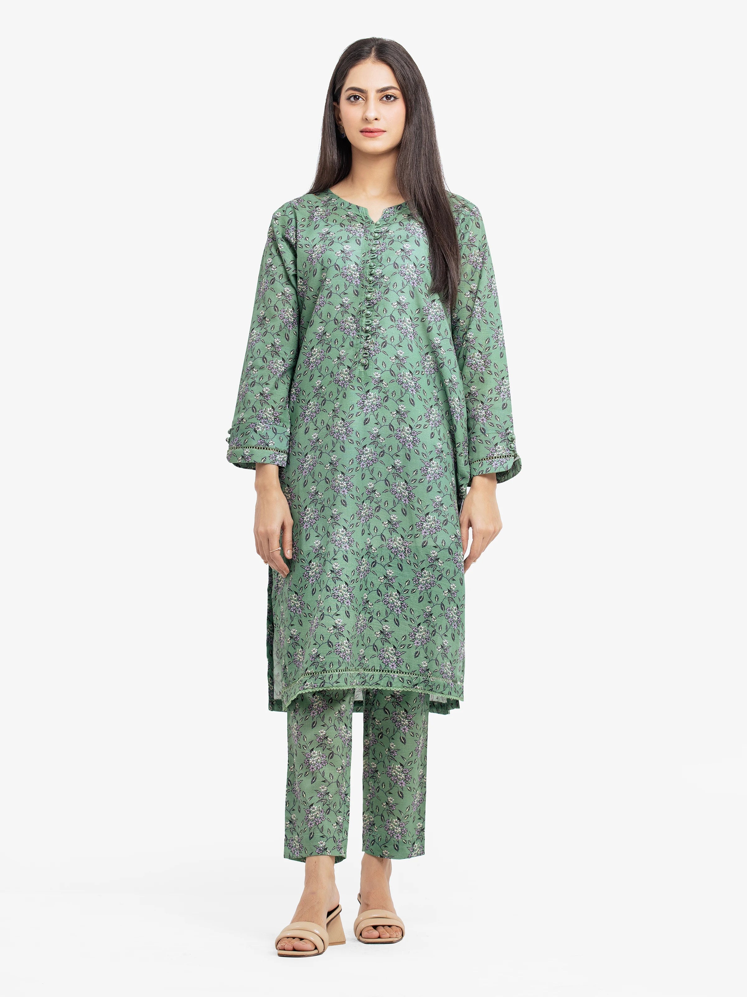 Pret 2Pc Printed Khaddar Shirt Trouser - EWTKP24-81522ST-- Chenille Blend Fleece Blend Nylon Blend