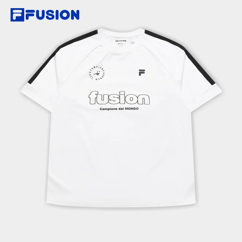 FILA FUSION INLINE UNIFORM Unisex Short Sleeve T-shirt in White-- Chenille Brocade Lace FILA FUSION INLINE UNIFORM Unisex Short Sleeve T-shirt in White-- Chenille Brocade Lace