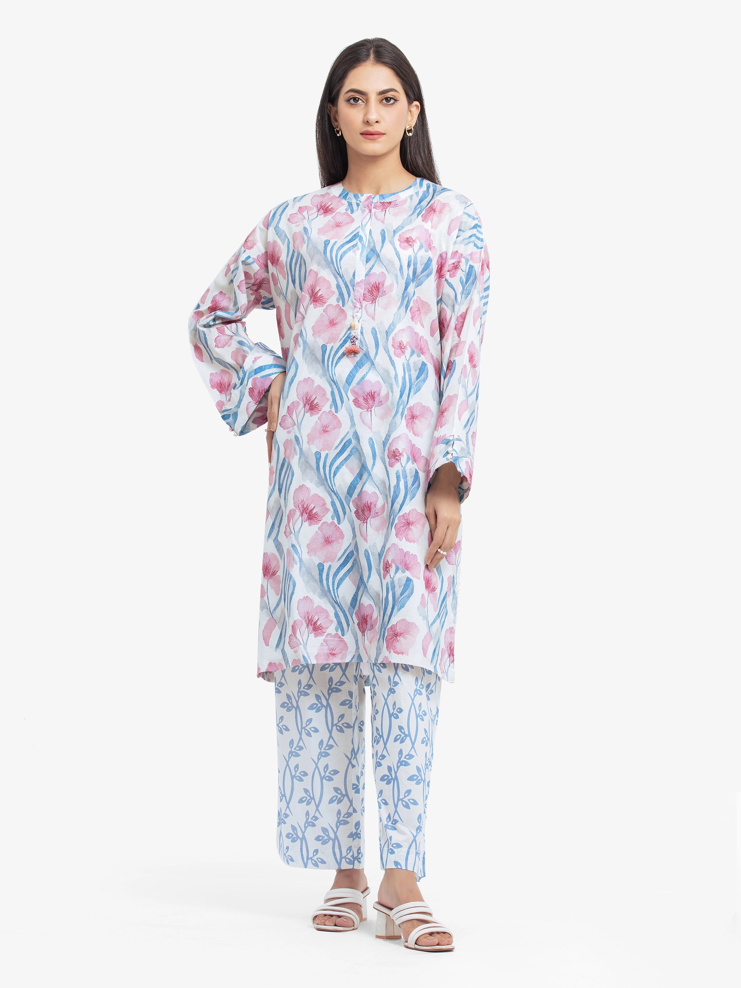 Pret 2Pc Printed Cambric Shirt Trouser - EWTKP5-81662ST-- Knit Fabric Woven Fabric Fleece Fabric