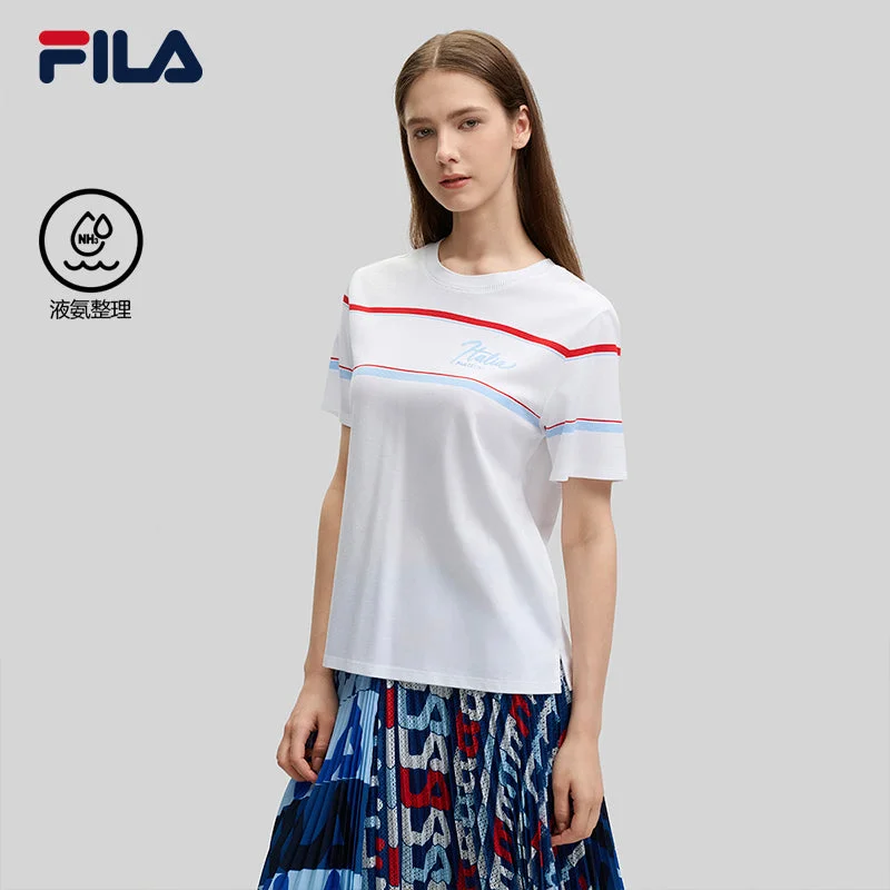 FILA CORE LIFESTYLE FILA EMERALD Women Short Sleeve T-shirt (White)-- Spandex Blend Rayon Blend Denim Blend FILA CORE LIFESTYLE FILA EMERALD Women Short Sleeve T-shirt (White)-- Spandex Blend Rayon Blend Denim Blend