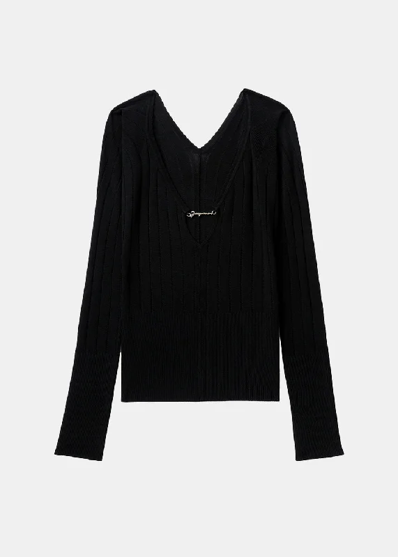 Black 'Le haut Pralu' Long Sleeve T-Shirt-- Iron Safe Non-Iron Wrinkle Free