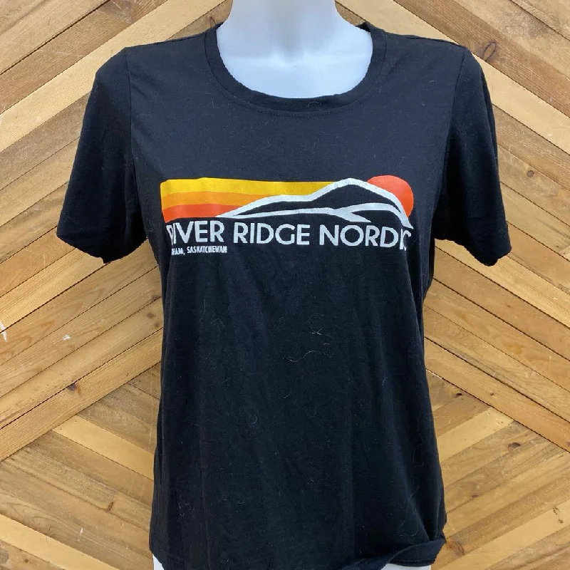 River Ridge - Nordic Ski T-shirt : Black -women-MD-- Print Jacquard Patchwork