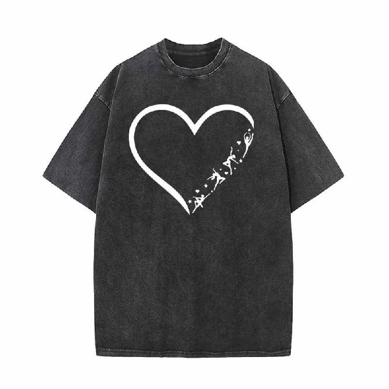 Heart Dancer Vintage Washed T-shirt-- Zippered Buttoned Snapped