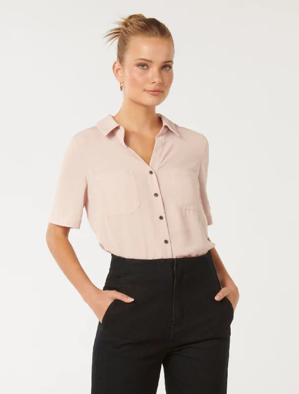 Esther Short Sleeve Shirt-- Striped Floral Plaid