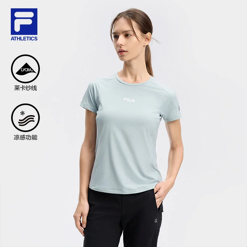 FILA CORE ATHLETICS BLACK Women Short Sleeve T-shirt (Turquoise / White)-- Spandex Blend Rayon Blend Denim Blend FILA CORE ATHLETICS BLACK Women Short Sleeve T-shirt (Turquoise / White)-- Spandex Blend Rayon Blend Denim Blend