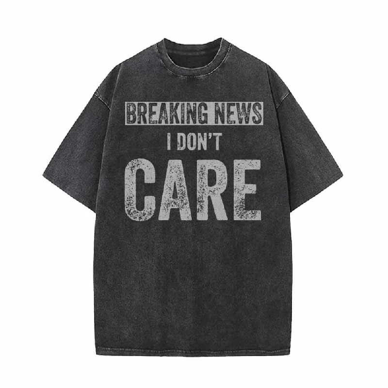 Breaking News I Don't Care Vintage Washed T-shirt-- Houndstooth Herringbone Solid