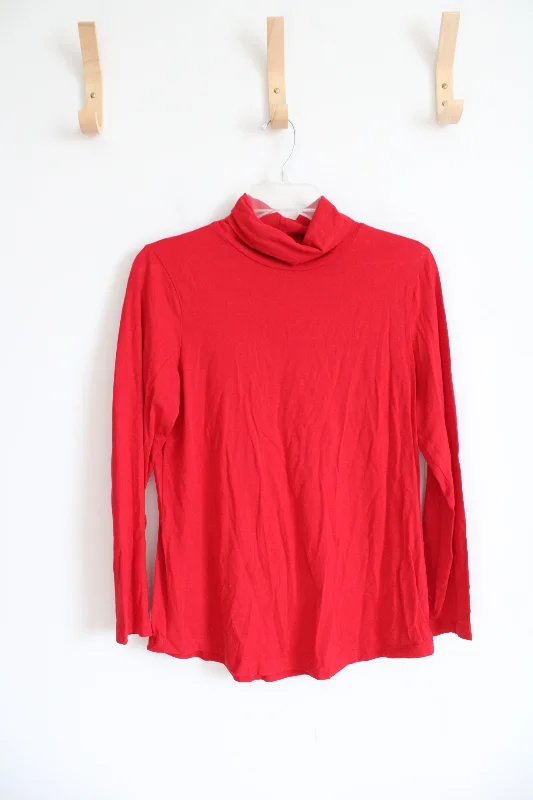 J.Jill Red Turtleneck Long Sleeved Shirt | S-- Anti-Pilling Machine Wash Handmade
