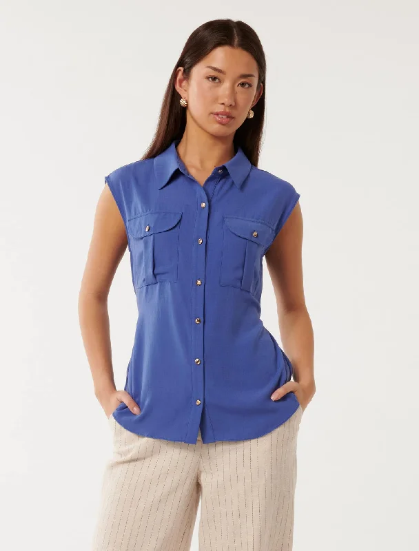 Alara Long Cinch Back Shirt-- Solid Print Embellished
