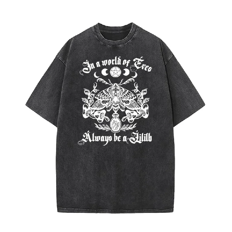 Moth In A World Of Eve Vintage Washed T-shirt-- Mesh Blend Leather Blend Suede Blend Moth In A World Of Eve Vintage Washed T-shirt-- Mesh Blend Leather Blend Suede Blend
