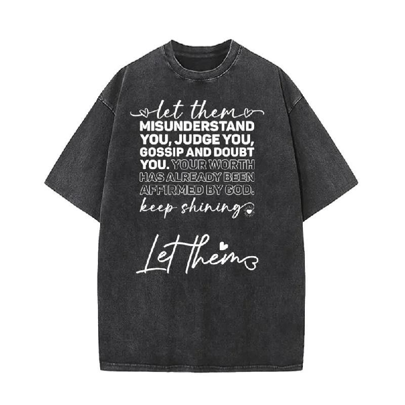 Let Them Misunderstand You Vintage Washed T-shirt-- Ribbed Striped Patterned