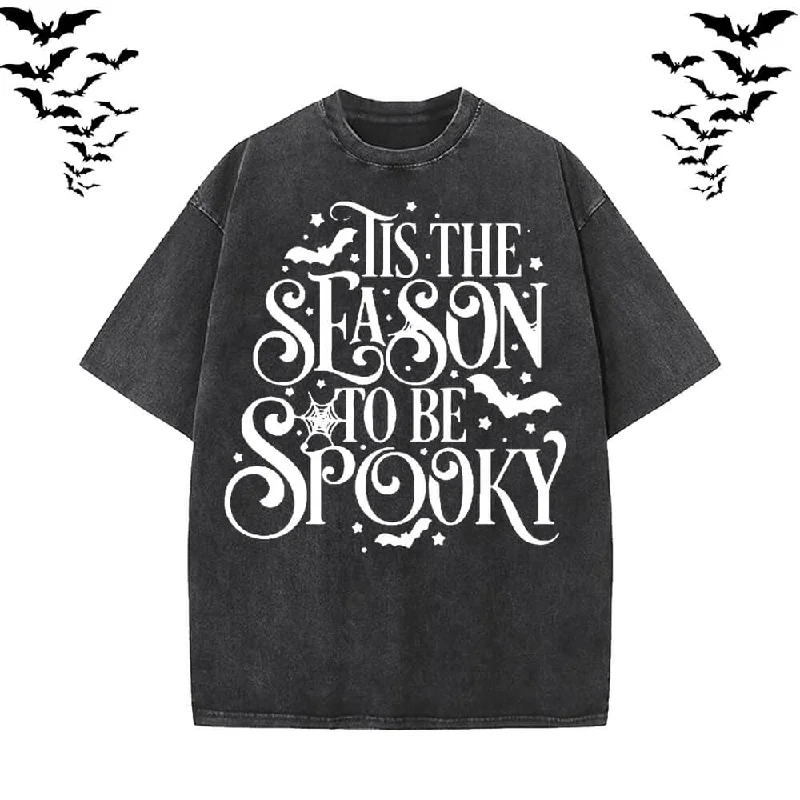 The Season To Be Spooky Vintage Washed T-shirt-- Rayon Velvet Corduroy