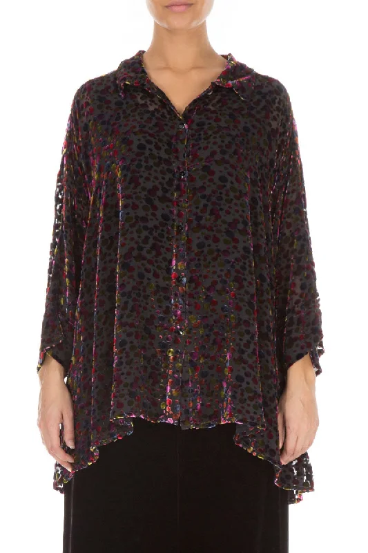 Festive Devoré Dot Silk Velvet Shirt-- Lace Blend Ribbed Blend Corduroy Blend