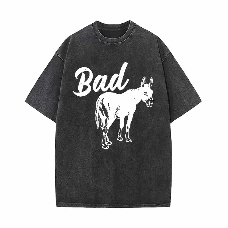 Funny Bad Ass Donkey Pattern Vintage Washed T-shirt-- Iron Safe Non-Iron Wrinkle Free Funny Bad Ass Donkey Pattern Vintage Washed T-shirt-- Iron Safe Non-Iron Wrinkle Free