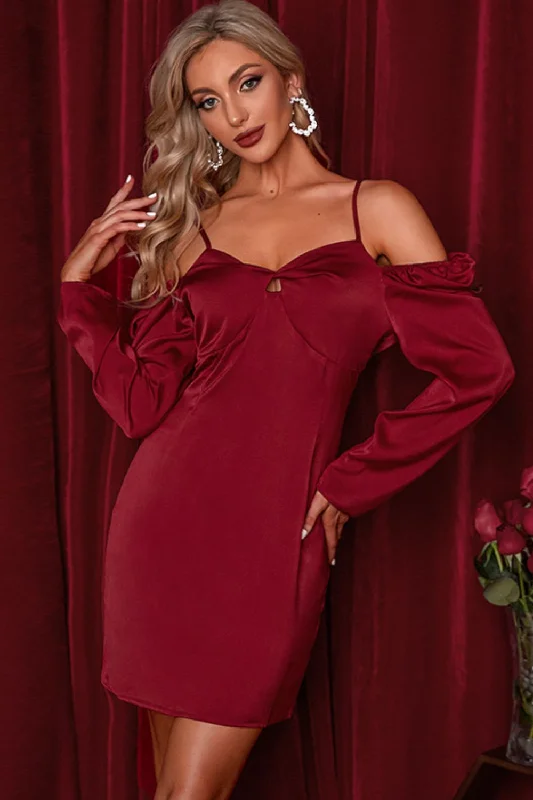 Twist Front Cold-Shoulder Mini Dress Classic Black Mini Dress