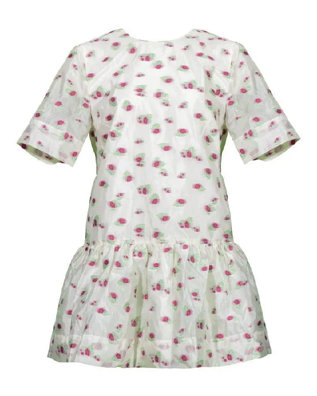 Ganni Organza Jacquard Mini Dress Trendy Denim Mini Dress