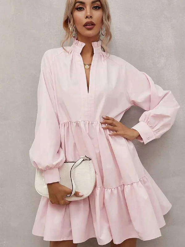 V-Neck Mini Dress Trendy Crossover Mini Dress