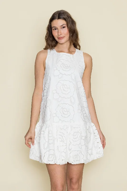 Chloe Bubble Hem Mini Dress Comfortable Zip-Up Mini Dress