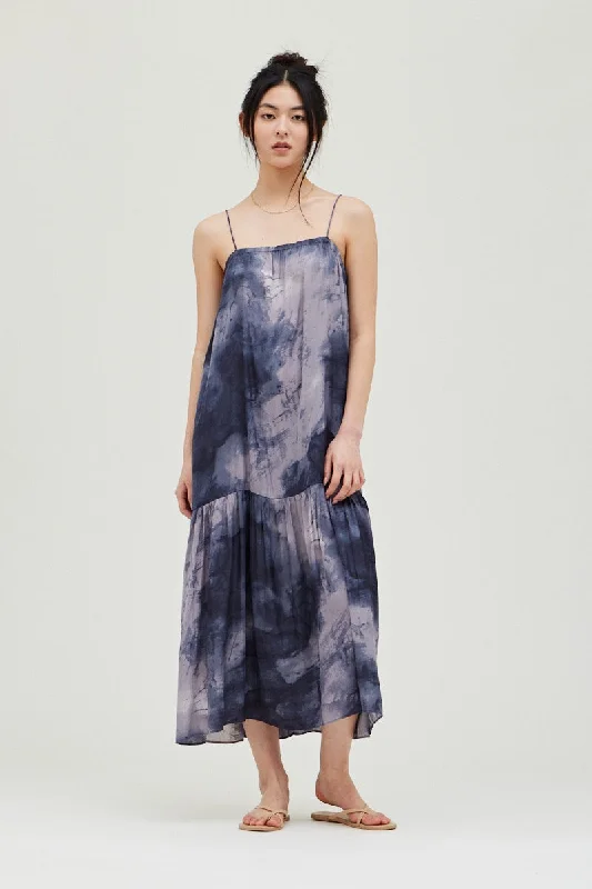 Tie Dye Satin Print Maxi Dress Tunics Favorite customer