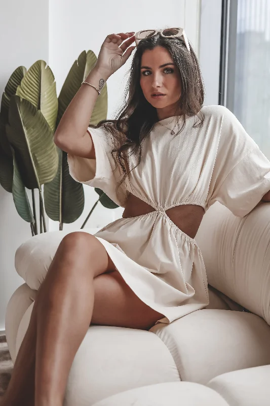 Catch Me Chilling Cutout Mini Dress Stylish Puff Sleeve Mini Dress