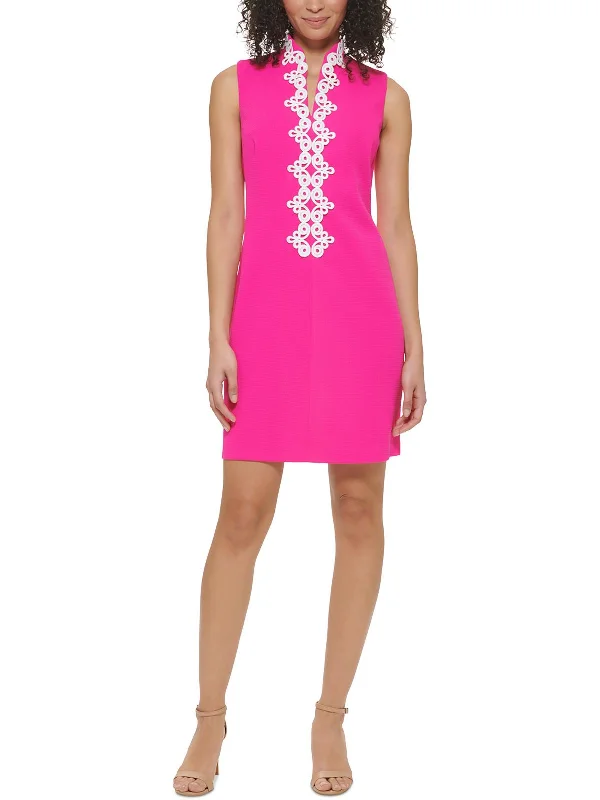 Womens Mandarin Collar Mini Shift Dress Tunics Winter warm