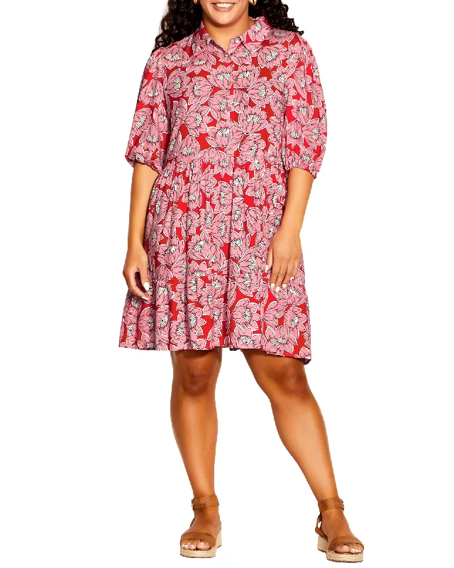 Mimi Mini Dress | Red / Pink Stylish Floral Print Mini Dress