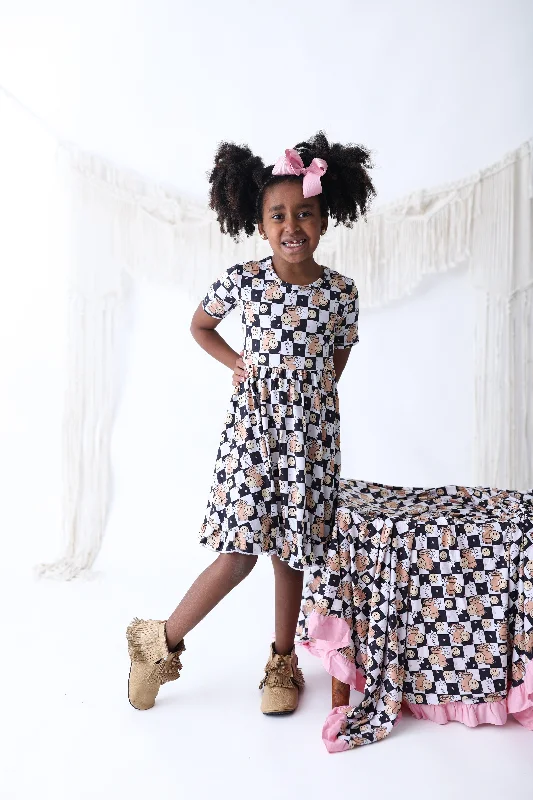 SMILEY CUP OF CHECKERS DREAM RUFFLE DRESS Tunics Top rated