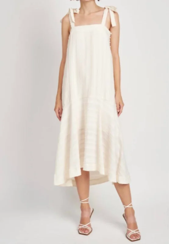 Laurant Midi Dress In Cream Square Neckline Feminine